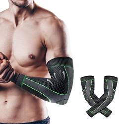 Ellenbogen Bandage Herren 2 Stück Armschutz Ellbogen Bandage Tennisarm Damen Kompression Ellenbogenstütze Armbandage Ellenbogen Gewichtheben Ellenbogenschoner für Tennisarm, Arthritis, Fitness（M） von HMCEY