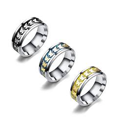 HMCEY 3 Stück Titan Spinner Schmetterling Ringe für Frauen Männer Edelstahl Zappelbandringe Set Stapelbare Ring für Damen zum Edle Verlobungsringe, Freundschaftsringe & Partnerringe von HMCEY