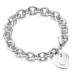 Gute Doppel-Herz Halskette Schmuck 925Solid Jewelry Armreif/Armband Silber von HMILYDYK