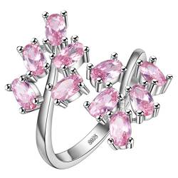 hmilydyk Frauen Kristall verstellbar Ringe oval Cut Pink Weiß Saphir Edelstein S925 Sterling versilbert Ring von HMILYDYK