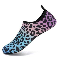 HMIYA Badeschuhe Strandschuhe Wasserschuhe Aquaschuhe Schwimmschuhe Surfschuhe Barfuß Schuhe für Damen Herren(Leopard,44-45 EU) von HMIYA