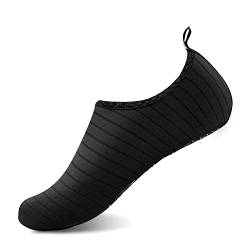 HMIYA Badeschuhe Strandschuhe Wasserschuhe Aquaschuhe Schwimmschuhe Surfschuhe Barfuß Schuhe für Damen Herren(Streifen Schwarz,42-43 EU) von HMIYA