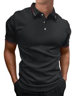 HMIYA Herren Poloshirt-Kontrast Kurzarm Polohemd Male Polo Klassisches,Grau,4XL von HMIYA