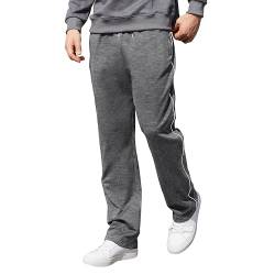 HMIYA Jogginghose Herren Baumwolle Sporthose Lange Sweathose Atmungsaktiv Freizeithose weites Bein Trainingshose mit Reißverschlusstaschen(Dunkelgrau,XL) von HMIYA