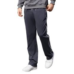 HMIYA Jogginghose Herren Baumwolle Sporthose Lange Sweathose Atmungsaktiv Trainingshose weites Bein Freizeithose mit Reißverschlusstaschen(Haze Blau,XL) von HMIYA