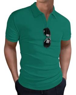 HMIYA Poloshirt Herren Kurzarm Atmungsaktives T-Shirts Golf Shirt Schnell Trocknend Sport (Grün,2XL) von HMIYA