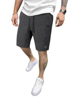 HMIYA Sporthose Herren Kurz Baumwolle Sport Shorts Kurze Hosen Trainingshose Jogginghose Slim Fit Mit Reissverschluss Taschen(Dunkelgrau,EU-M) von HMIYA