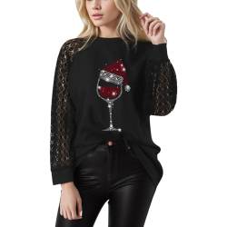 Damen Weihnachtsshirt, Weihnachtspullover Wichtel Zwerg Gnom Langarmshirt Casual Langarm Rundhals Spitze Weihnachten Shirt von HMLTD