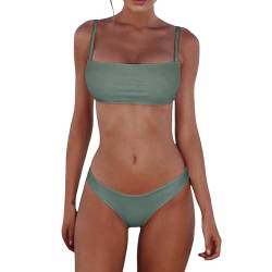 HMLTD Bikini Sets für Damen Push Up U Ausschnitt Rückenfrei Bandeau Bikini Tanga mit niedriger Taille Badeanzug Bikini Set Badebekleidung Beachwear Weicher Sport Schwimmanzug von HMLTD