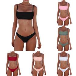 HMLTD Bikini Sets für Damen Push Up U Ausschnitt Rückenfrei Bandeau Bikini Tanga mit niedriger Taille Badeanzug Bikini Set Badebekleidung Beachwear Weicher Sport Schwimmanzug von HMLTD