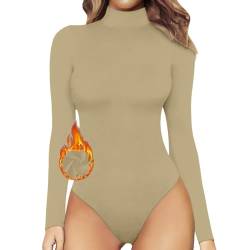 HMLTD Rollkragen Body Damen Langarm Fleece Bodysuit Thermo Rollkragenpullover Warm Bequem Elegant Rolli Rollkragenshirt Oberteil Mit Stehkragen von HMLTD