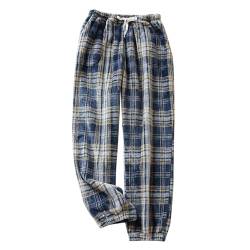 HMLTD Schlafanzughose Damen, Lang Fleece Warm Gestreift Weich Schlafhose Frauen Plaid Relaxhose Weit Bein Bequeme Kariert Karo Pyjama Hose Loungehose Nachthose Freizeithose Workout von HMLTD