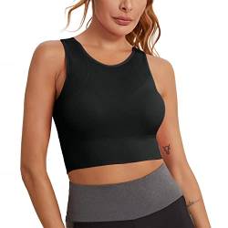 HMLTD Sport BH Damen ohne Buegel Bustier Hochgeschlossenes Crop Top Racerback Tanktops Abnehmbare Polsterung Yoga Bra von HMLTD