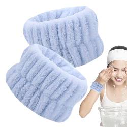 Hautpflege-Armbänder | 2 Stück Coral Fleece Spa-Armbänder saugfähig | Flauschige Hautpflege-Armbänder, elastische Handgelenkhandtücher zum Waschen des Gesichts, Haargummis für Frauen, Yoga, Hmltd von HMLTD