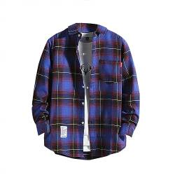 Herren Langarmhemd aus Flanell Kariert Flanellhemden Langarm Casual Button Down Freizeithemd mit Brusttasche Normal Passform Freizeithemd Atmungsaktive Shirts von HMLTD