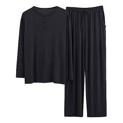 Herren Pyjama Set, langärmelig, Oberteil und Hose, Modal, 2-teilig, Nachtwäsche, Pyjama mit Taschen von HMLTD