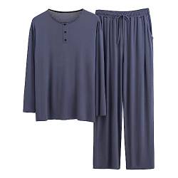 Herren Pyjama Set, langärmelig, Oberteil und Hose, Modal, 2-teilig, Nachtwäsche, Pyjama mit Taschen von HMLTD