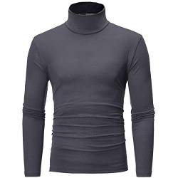 Herren Rollkragenshirt Langarm,Herren Longsleeve Rollkragenpullover Regular Fit Langarmshirts Rollkragen Pullover Baumwolle Sweatshirt Unterzieh Elastisch Einfarbig von HMLTD