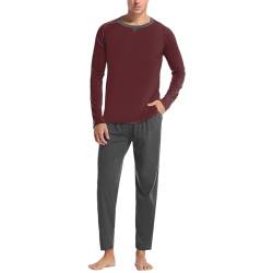 Pyjama Herren, Baumwolle Schlafanzug Zweiteiliger Lang Schlafanzüge Nachtwäsche Langarm Shirt und Loungehose, Superweiche Loungewear Sleepwear Pjs Set von HMLTD