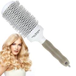 Runde Haarbürste mit Wildschweinborsten, Aluminium-Rundkamm mit rutschfestem Griff, Weicher Haar-Styling-Kamm, langlebiges Frisur-Werkzeug für Locken, empfindliche Kopfhaut, Männer und Frauen Hmltd von HMLTD