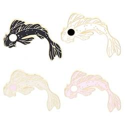 HMOOY 4Pcs Koi Fish Brosche, Lovely Fish Shaped Brosche Emaille Revers Broschen Pin Set Niedliche Cartoon Pins für Rucksäcke Hut Kleidung Taschen Jacken Tier Revers Brosche DIY Zubehör (4Pcs) von HMOOY