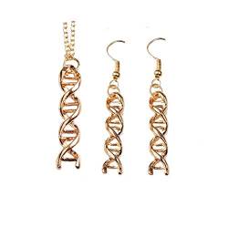 HMOOY Infinity Spiral DNA Doppelhelix Halskette Ohrringe Set Chemie Wissenschaft Biologie Molekül Anhänger Schmuck Set für Medizinstudenten (Gold) von HMOOY