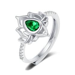 HMOOY Lotus Ring Stapeln Ringe für Frauen Casual Zarte Alltagsring Komfort Fit Ring für Mädchen,Inspirierender Schmuck Geschenke für Damen Frauen Mutter,Silber von HMOOY