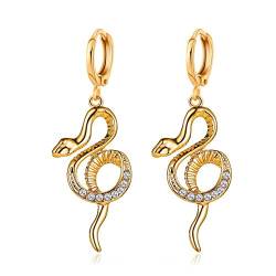 HMOOY Schlangenohrringe, Snake Drop Dangle Ohrringe Gold Huggie Kleine Creolen mit Charme Silber Punk Schlangen Ohrstecker Tierschmuck für Frauen Mädchen Teen Männer (Gold) von HMOOY