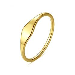 HMOOY Siegelring, 14 Karat Vergoldete Stapelbare Bogen Schlank Siegelringe Zierlicher Gold Stapeln Ring Aussageringe für Damen Mädchen Minimalistischer Schmuck Größe 6 bis 9 (9) von HMOOY