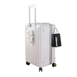 HMTJATOT Leichtes und großes übergroßes Gepäck, verdickter Reisekoffer, Passwort, langlebige Kapazität, Trolley-Koffer, Universal-Rad-Boarding-Tasche (Color : White, Size : 20 Inch) von HMTJATOT