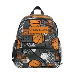 HMZXZ Custom Kids Kleinkind Mini Rucksack für Mädchen Jungen Basketball Modern Personalisierte Kinderrucksäcke Basketball Schultasche mit Kindername/Text, multi von HMZXZ