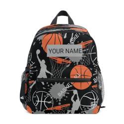 HMZXZ Custom Kids Kleinkind Mini Rucksack für Mädchen Jungen Basketball Sport Personalisierte Kinderrucksäcke Ball Basketball Schultasche mit Kindername/Text, multi von HMZXZ