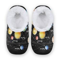 HMZXZ Galaxy Sonnensystem Hausschuhe für Damen und Herren, Damen Coral Fleece Indoor Hausschuhe Hausschuhe Socken Fuzzy Feet Hausschuhe Schlafzimmer Hausschuhe, multi, 36/37 EU von HMZXZ