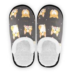 HMZXZ Kawaii verspielte Corgi-Hunde-Hausschuhe für Damen, Herren, Kinder, Damen-Hausschuhe, Socken, Indoor-Hausschuhe, Korallen-Fleece, Hausschuhe, Schlafzimmer, multi, 41/44 EU von HMZXZ