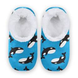 HMZXZ Killer Whale Orca Hausschuhe für Damen und Herren, Korallen-Fleece Indoor Hausschuhe Hausschuhe Socken Fuzzy Feet Hausschuhe Schlafzimmer Hausschuhe, multi, 42/43 EU von HMZXZ