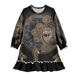 HMZXZ Mädchen Nachthemd Golden Mond Traumfänger Sterne Langarm Schlafanzug Kleider Nachtwäsche Nightdress Pyjamas Raum Galaxis,3-10 Jahre von HMZXZ