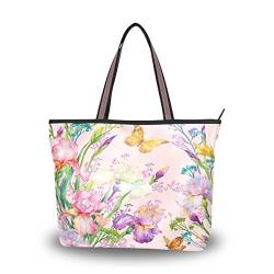 HMZXZ RXYY Sommer- Schmetterling Blumes Handtaschen und Geldbörse für Frau Tote Tasche groß Kapazität obenGriff Käufer Schulter Tasche von HMZXZ