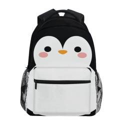HMZXZ Rucksack mit Cartoon-Pinguin-Motiv, für Schule, Studenten, Büchertasche für Jungen, Mädchen, Teenager, Kinder, Tagesrucksack für Reisen, Camping, Fitnessstudio, Wandern, mit Namensschild, multi von HMZXZ