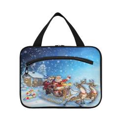 Kulturbeutel zum Aufhängen, für Damen, Herren, Jungen, Mädchen, Frohe Weihnachten, Rentier, Weihnachtsmann, wasserdichte Kosmetiktasche, Make-up-Tasche, Kulturbeutel, Organizer für Reiseutensilien, von HMZXZ