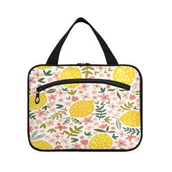 Kulturbeutel zum Aufhängen, für Damen, Herren, Jungen, Mädchen, Frühling, Sommer, Zitrone, Blumen, wasserdicht, Kosmetiktasche, Make-up-Tasche, Kulturbeutel, Organizer für Reiseutensilien, Flasche, von HMZXZ