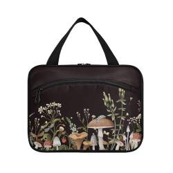 Kulturbeutel zum Aufhängen, für Damen, Herren, Jungen, Mädchen, Herbstgrenze Pilze, wasserdichte Kosmetiktasche, Make-up-Tasche, Kulturbeutel, Organizer für Reiseutensilien, Flasche, multi, M von HMZXZ