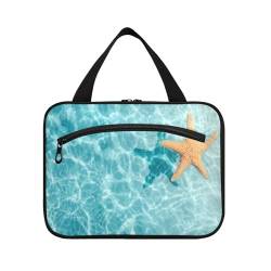 Kulturbeutel zum Aufhängen, für Damen, Herren, Jungen, Mädchen, Seestern, Sommer, Strand, wasserdichte Kosmetiktasche, Make-up-Tasche, Kulturbeutel, Organizer für Reiseutensilien, Flasche, multi, M von HMZXZ