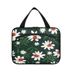 Kulturbeutel zum Aufhängen, für Damen, Herren, Jungen, Mädchen, Sommer, Marienkäfer und Blumen, wasserdichte Kosmetiktasche, Make-up-Tasche, Kulturbeutel, Organizer für Reiseutensilien, Flasche, von HMZXZ