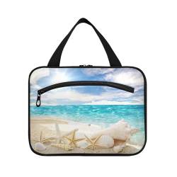 Kulturbeutel zum Aufhängen, für Damen, Herren, Jungen, Mädchen, Sommer, Strand, Seestern, Muscheln, wasserdichte Kosmetiktasche, Make-up-Tasche, Kulturbeutel, Organizer für Reiseutensilien, Flasche, von HMZXZ