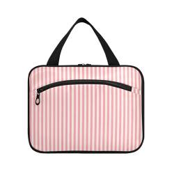 Kulturbeutel zum Aufhängen, für Damen, Herren, Jungen, Mädchen, Sommer, gestreift, rosa, wasserdicht, Kosmetiktasche, Make-up-Tasche, Kulturbeutel, Organizer für Reiseutensilien, Flasche, multi, L von HMZXZ