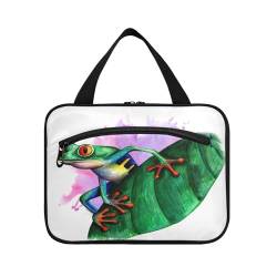 Kulturbeutel zum Aufhängen, für Damen, Herren, Jungen, Mädchen, Sommer, niedlich, Froschkunst, wasserdicht, Kosmetiktasche, Make-up-Tasche, Kulturbeutel, Organizer für Reiseutensilien, Flasche, multi, von HMZXZ