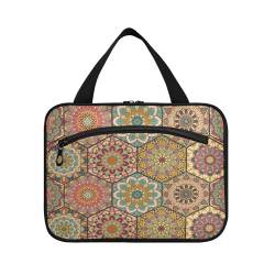 Kulturbeutel zum Aufhängen, für Damen, Herren, Jungen, Mädchen, abstraktes Blumen-Mandala, wasserdicht, Kosmetiktasche, Make-up-Tasche, Kulturbeutel, Organizer für Reiseutensilien, Flasche, multi, M von HMZXZ