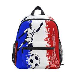 RXYY Kinder Rucksäcke Frankreich Paris Fußball Eiffelturm Tagesrucksäcke Reise Kleinkind Vorschule Schule Tasche Beiläufig Rucksack mit Truhe Gurt zum Mädchen Jungs von HMZXZ