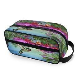 Tragbare Kulturtasche Frühling Kolibri Vogel Blume Orchidee Reise Waschtasche Multifunktions Kosmetiktasche Make-up-Tasche Aufbewahrungstasche für Frauen Männer Jungen Mädchen, multi von HMZXZ