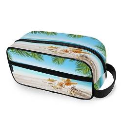 Tragbare Kulturtasche Sommer Strand Muschel Seestern Reise Waschtasche Multifunktions Kosmetiktasche Make-up-Tasche Aufbewahrungstasche für Frauen Männer Jungen Mädchen, multi von HMZXZ